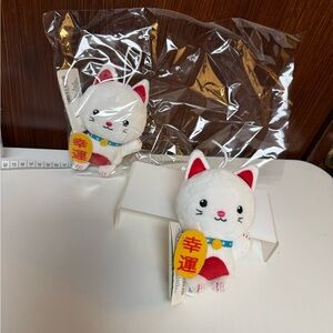 Lucky Cat Plush Charm 2pcs